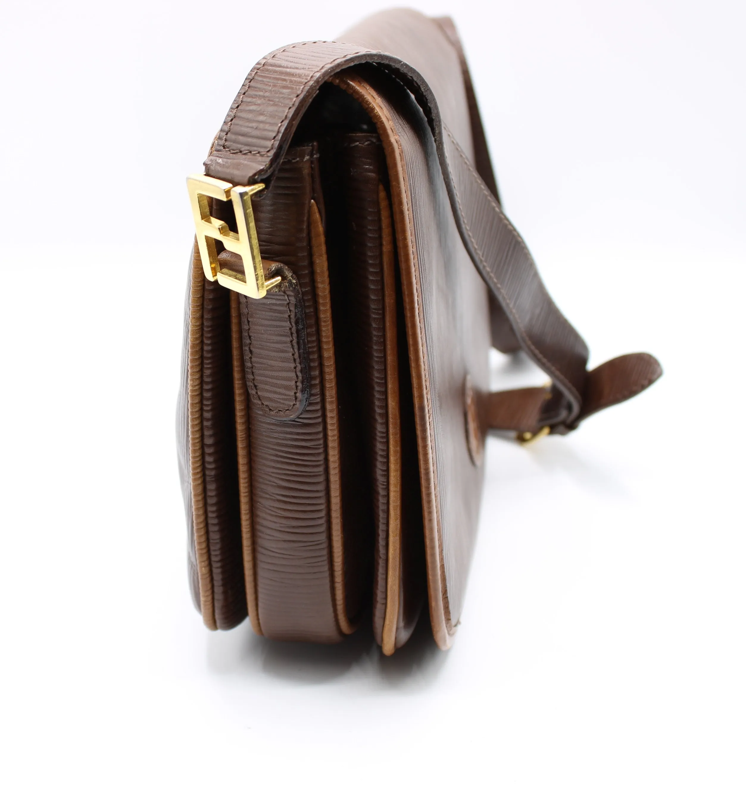 FENDI Double F Leather Crossbody Bag Vintage