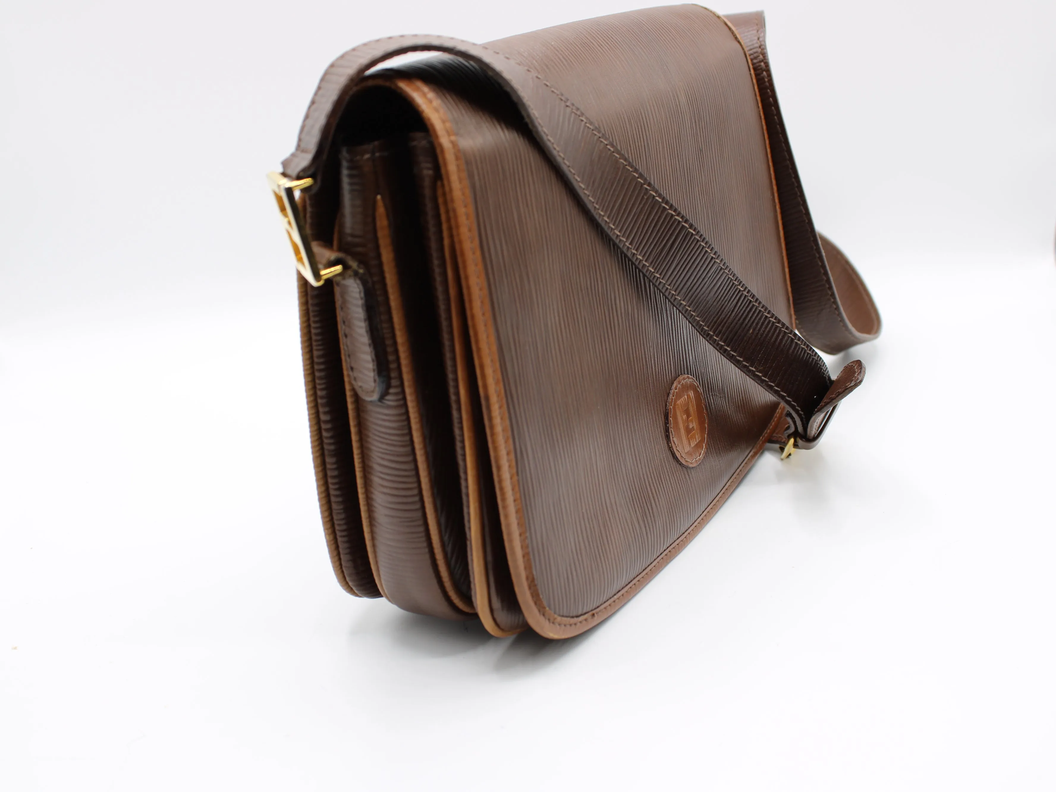 FENDI Double F Leather Crossbody Bag Vintage