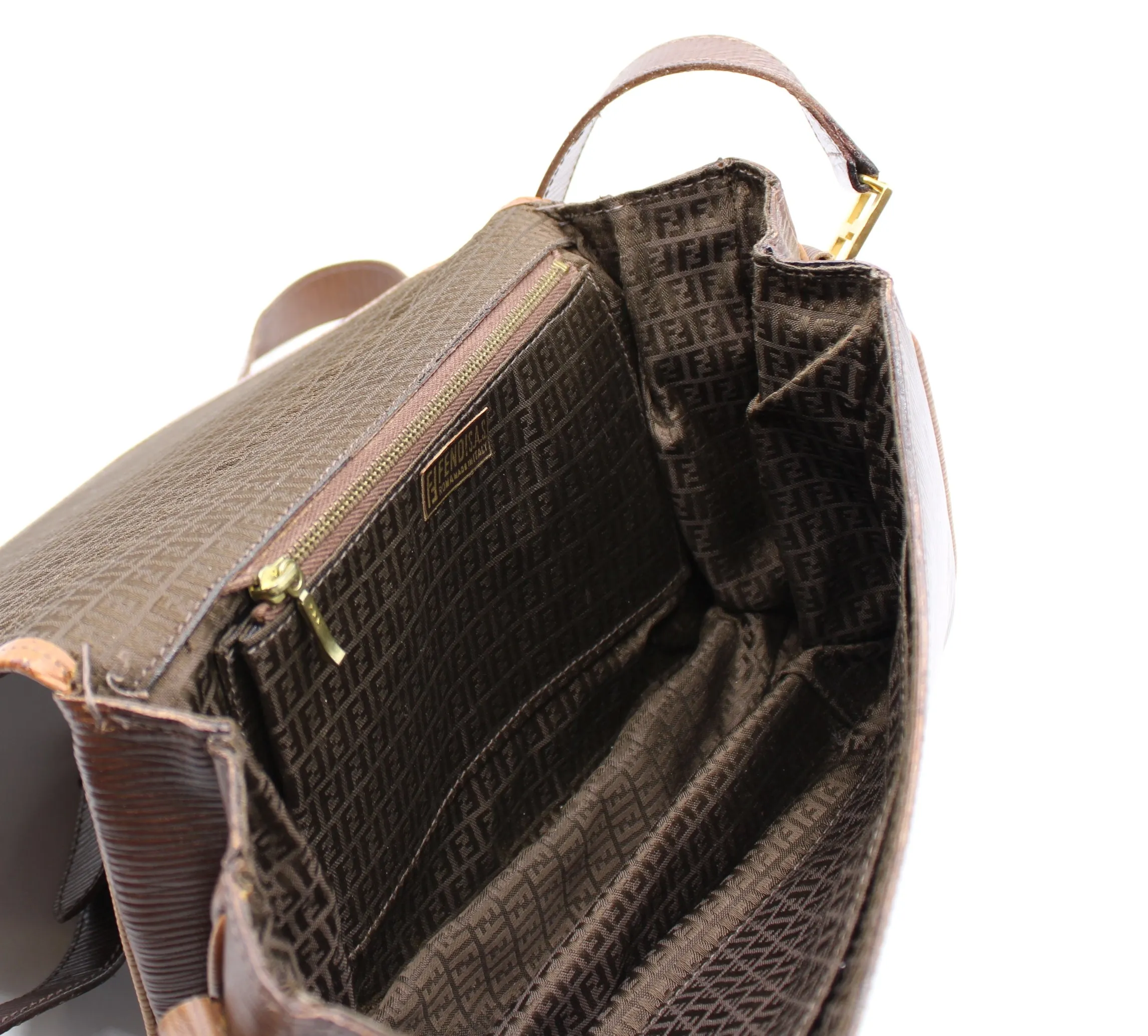 FENDI Double F Leather Crossbody Bag Vintage