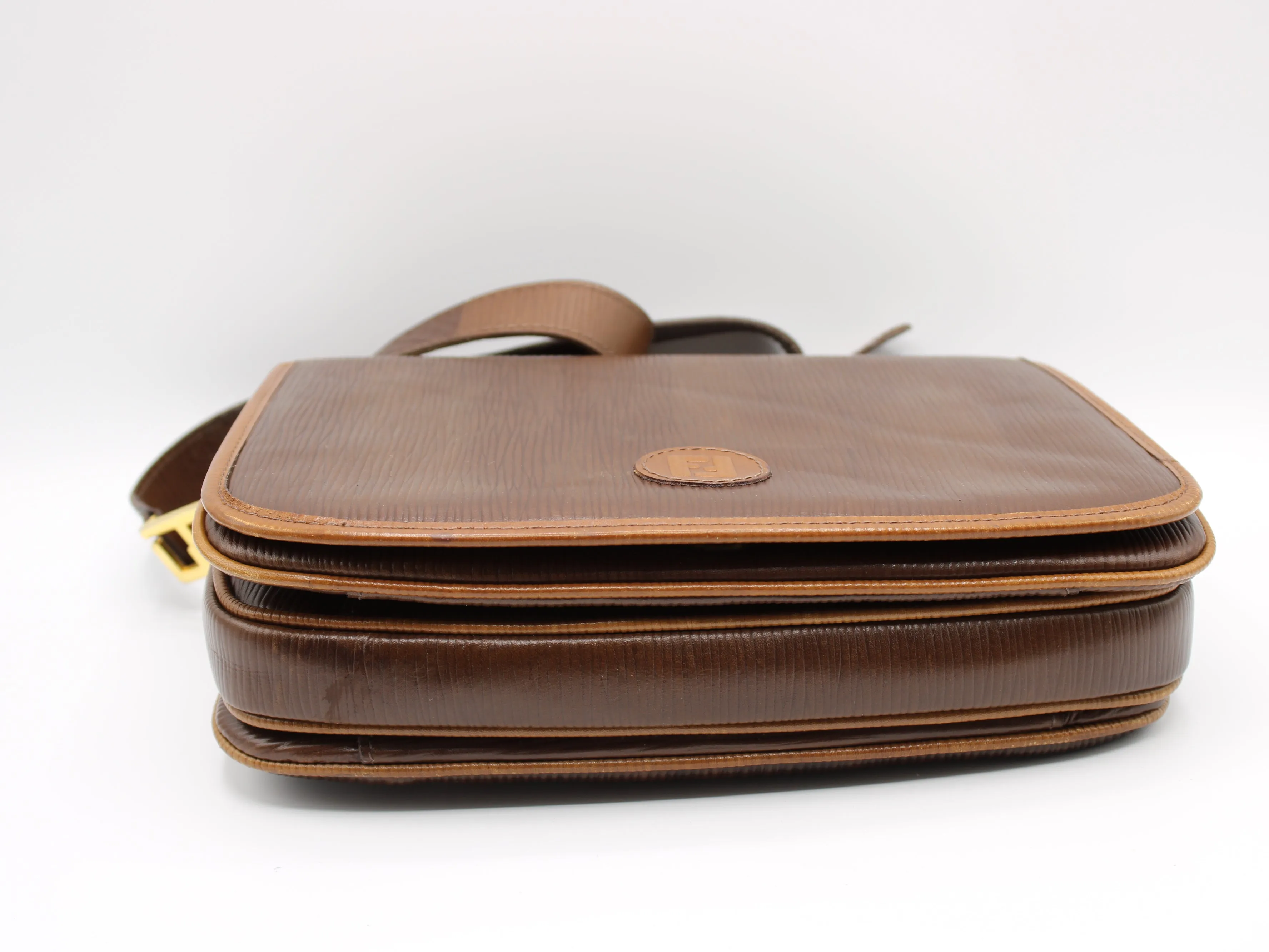FENDI Double F Leather Crossbody Bag Vintage