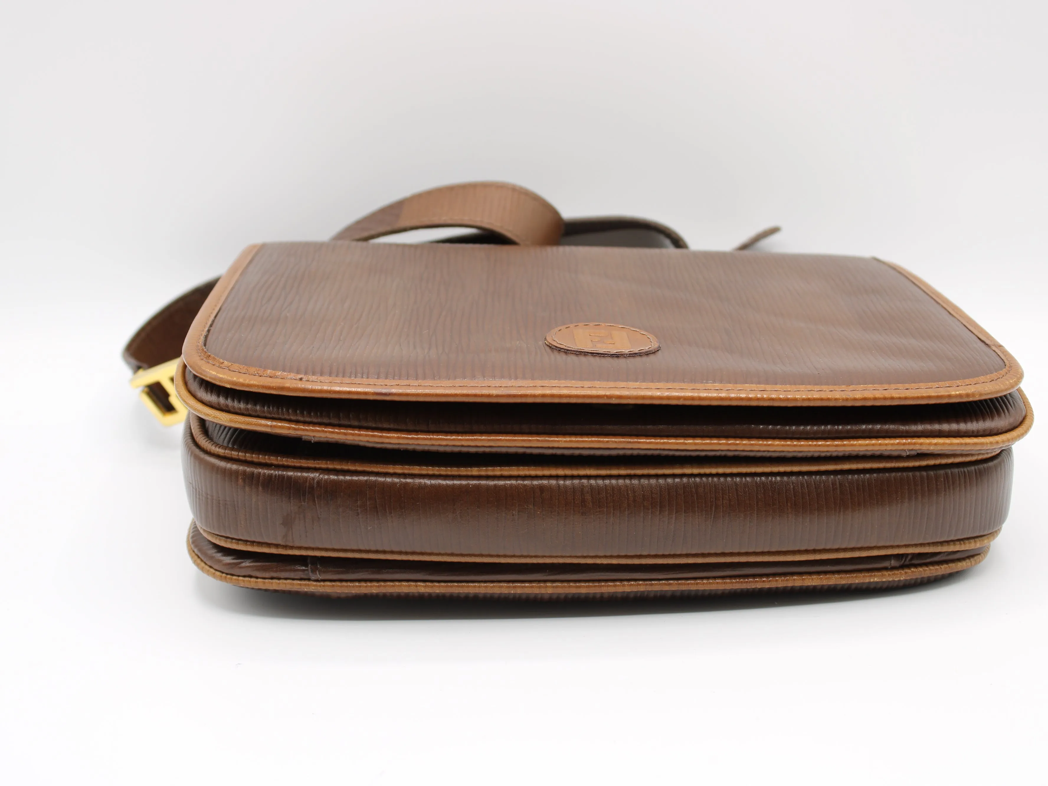 FENDI Double F Leather Crossbody Bag Vintage