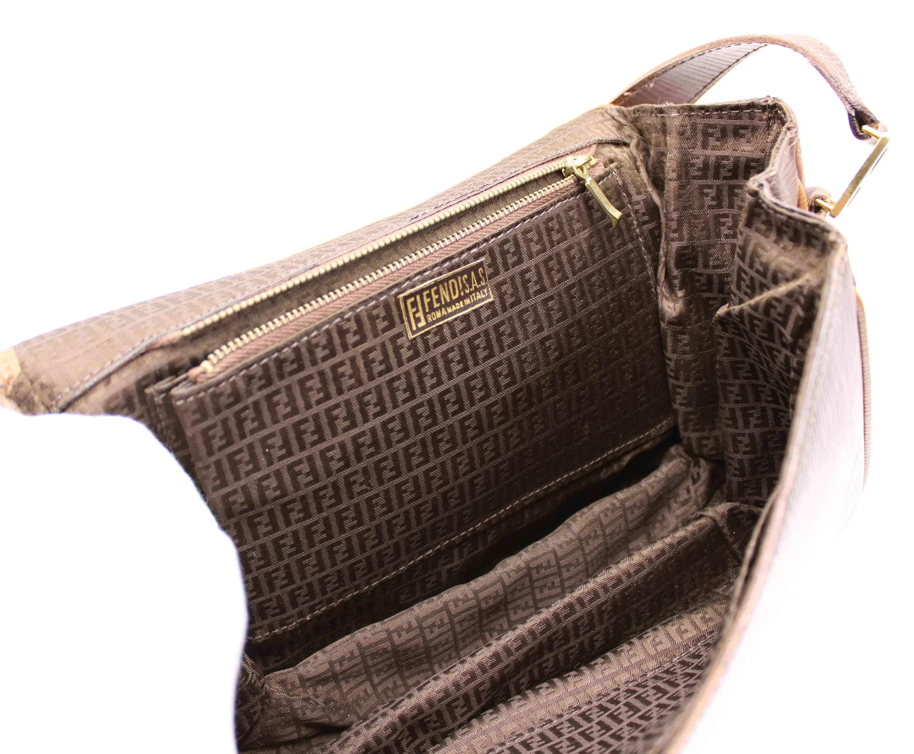 FENDI Double F Leather Crossbody Bag Vintage