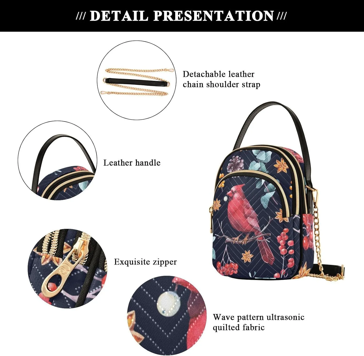 Festive Cell Phone Purse Crossbody Handbag Durable Shoulder Bag