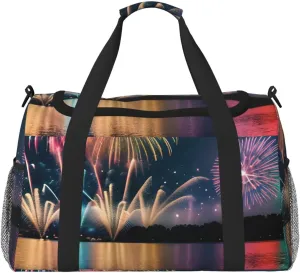 Fireworks Print Travel Hand Travel Bag Weekender Overnight Carry On Tote Foldable Crossbody Bag