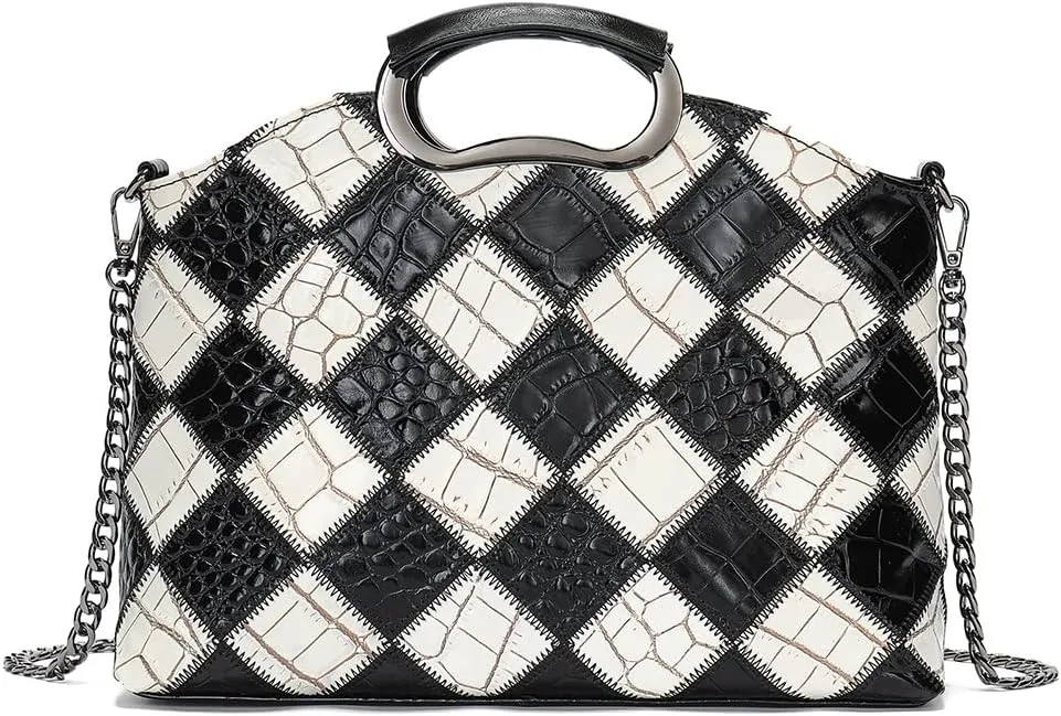 Floral Pattern Women Purse, Leather Ladies Designer Tote Bag Handbag Multicolor Patchwork Shoulder Bags