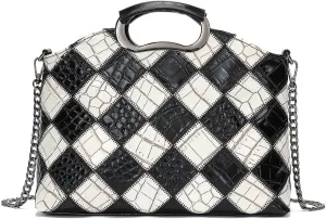 Floral Pattern Women Purse, Leather Ladies Designer Tote Bag Handbag Multicolor Patchwork Shoulder Bags