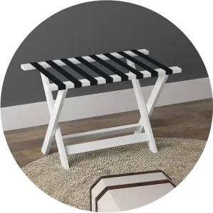 Foldable Luggage Rack for Hotel Guest Room, Suitcase Stand Foldable Solid Wood Travel Bag Vacation Storage Accessories Hotel Easy to Move Belt Hanging Rod,White-80x45x58cm