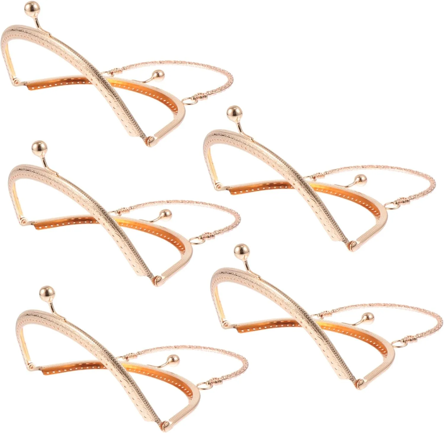 FONDOTIN 5Pcs Coin Purse Clasps Arc Shaped DIY Handbag Handles for Bag Making Elegant Frames Lightweight Patchwork Bag Accessories