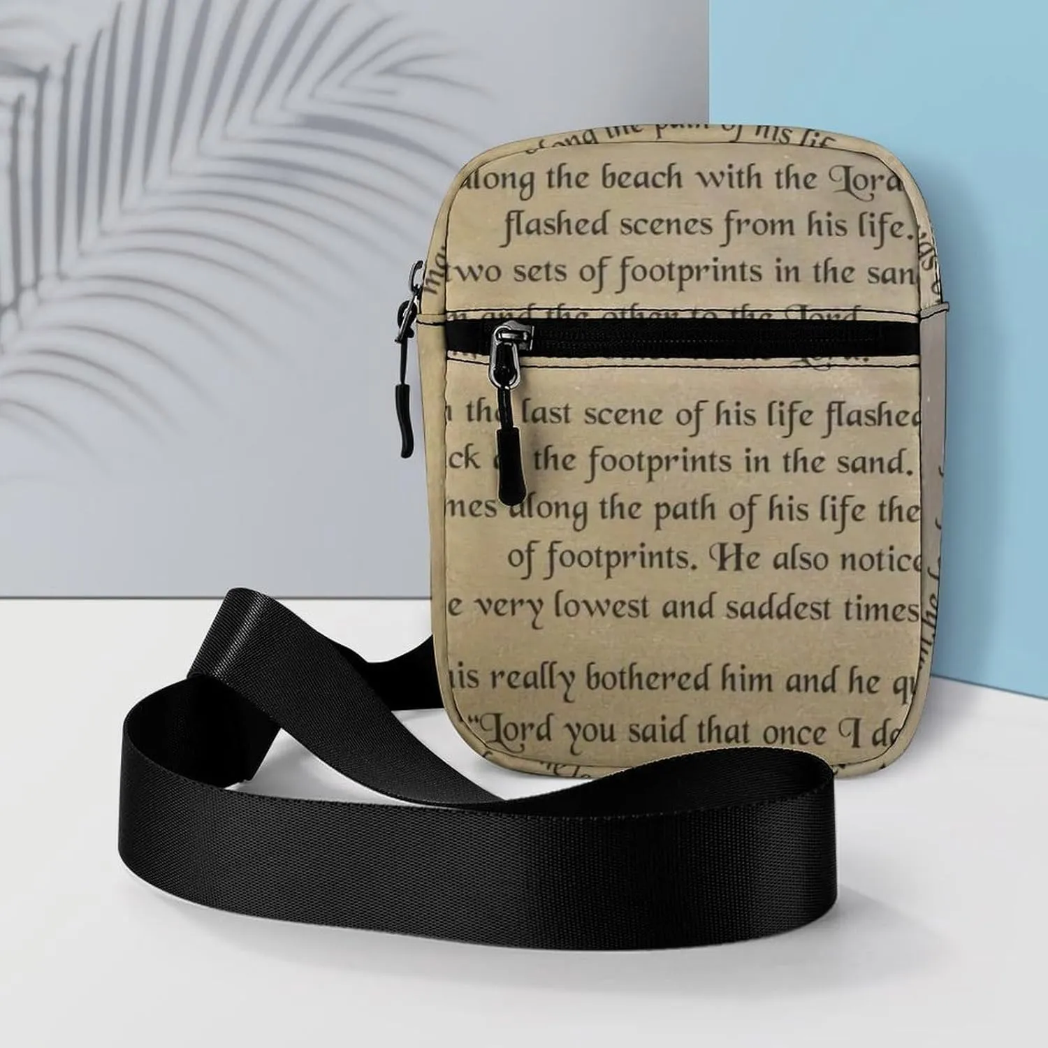 FootprintsinThe Sand Poem Crossbody Bag Small Shoulder Bag Waterproof, Lightweight And Convenient