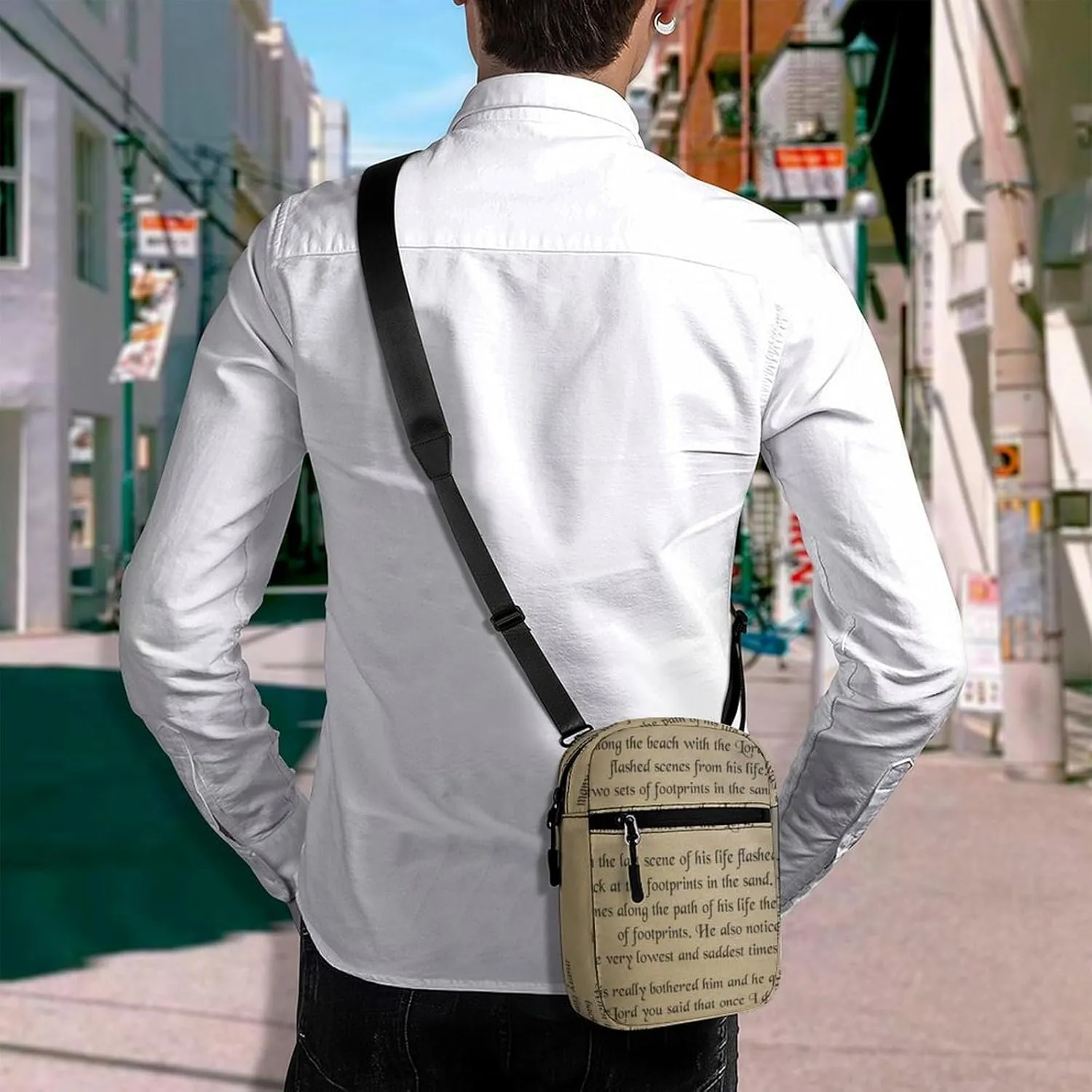 FootprintsinThe Sand Poem Crossbody Bag Small Shoulder Bag Waterproof, Lightweight And Convenient