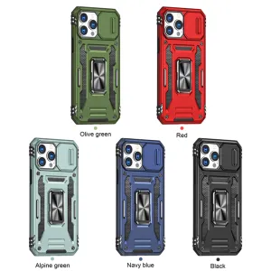 For Apple iPhone 14 /Plus Pro Max Hybrid Slide Camera Protection & 360° Rotateable Ring Stand, Heavy Duty  Phone Case Cover