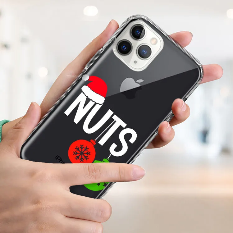 For Apple iPhone 14 Pro Max Christmas Funny Couples Chest Nuts Ornaments Design Hybrid Protective Phone Case Cover