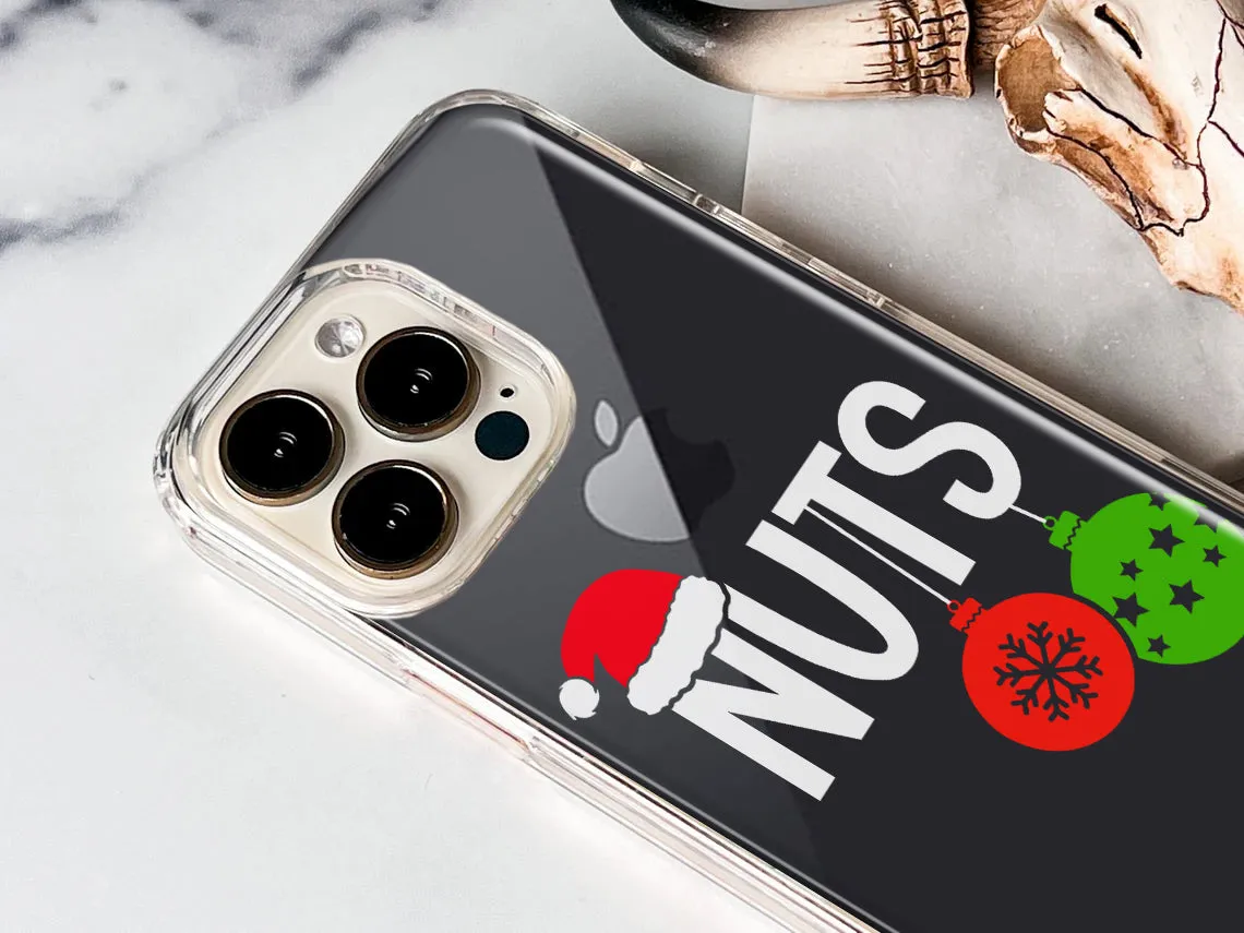 For Apple iPhone 14 Pro Max Christmas Funny Couples Chest Nuts Ornaments Design Hybrid Protective Phone Case Cover
