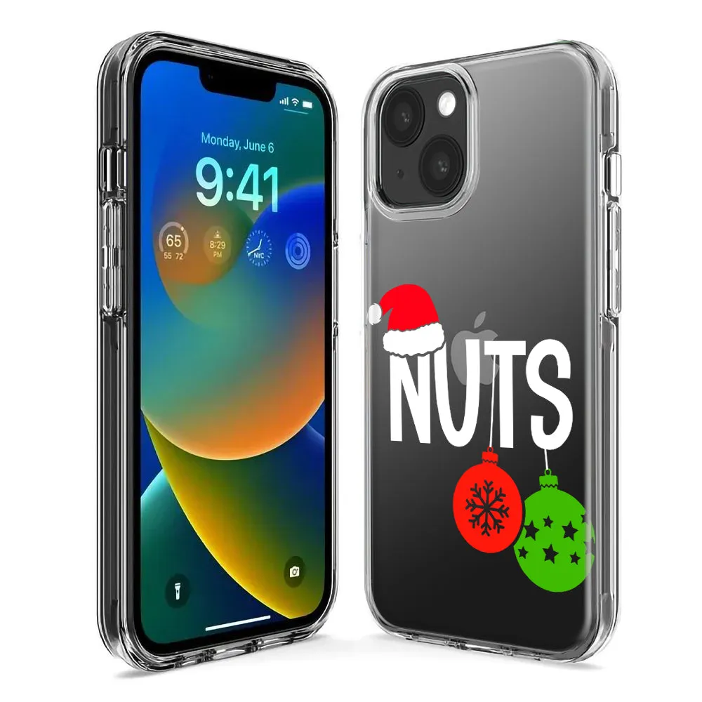 For Apple iPhone 14 Pro Max Christmas Funny Couples Chest Nuts Ornaments Design Hybrid Protective Phone Case Cover