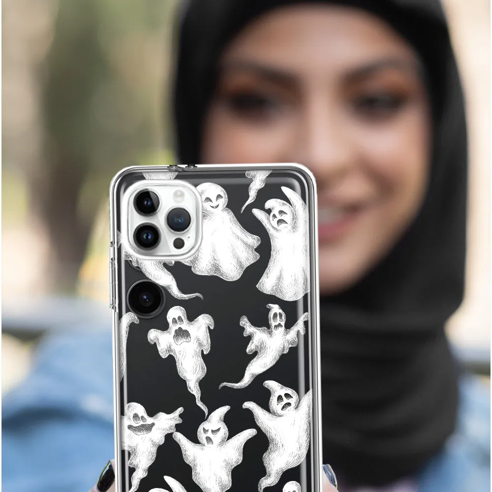 For Apple iPhone 14 Pro Max Cute Halloween Spooky Floating Ghosts Horror Scary Design Hybrid Protective Phone Case Cover