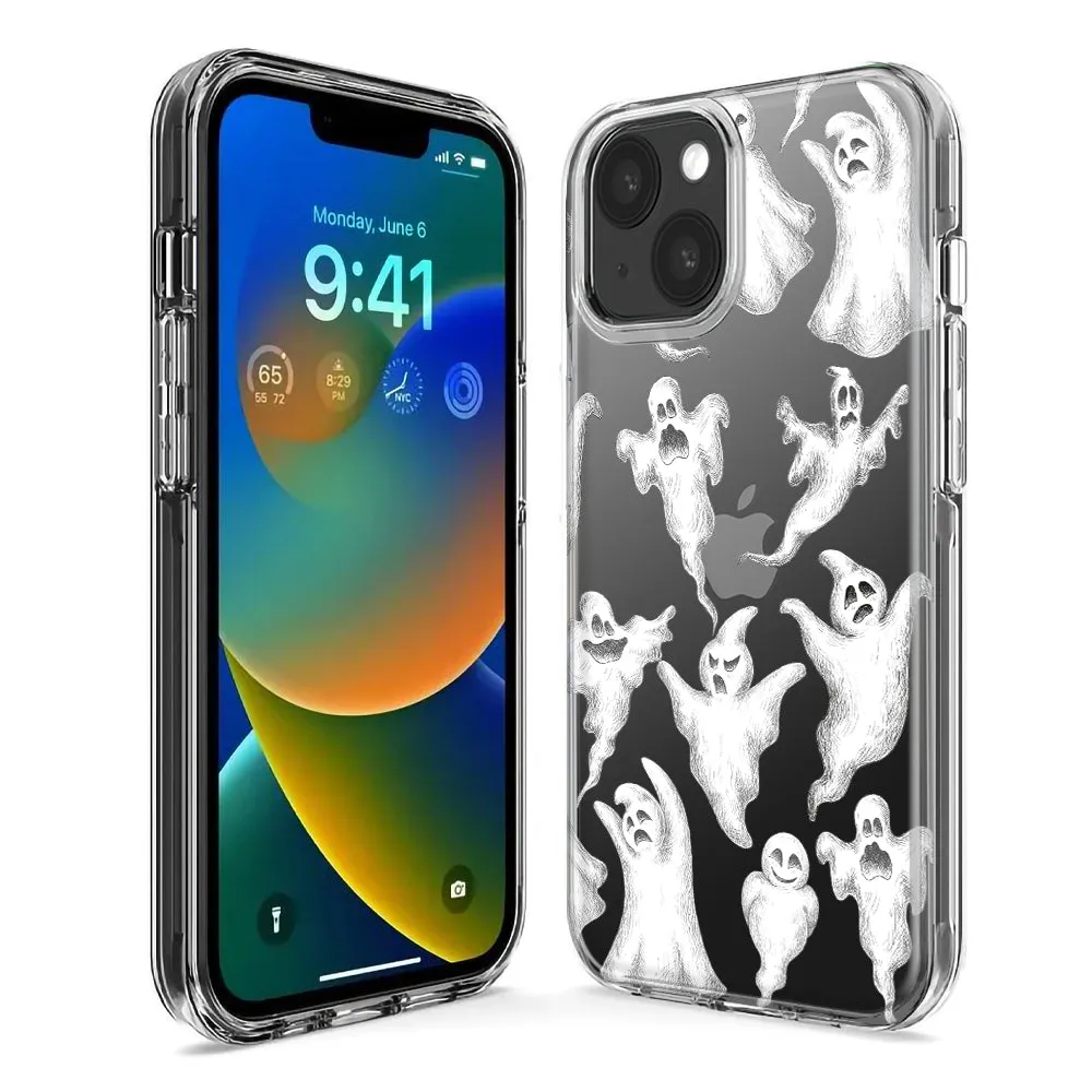 For Apple iPhone 14 Pro Max Cute Halloween Spooky Floating Ghosts Horror Scary Design Hybrid Protective Phone Case Cover