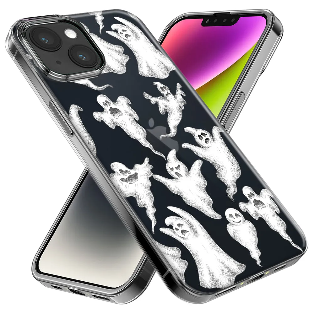 For Apple iPhone 14 Pro Max Cute Halloween Spooky Floating Ghosts Horror Scary Design Hybrid Protective Phone Case Cover