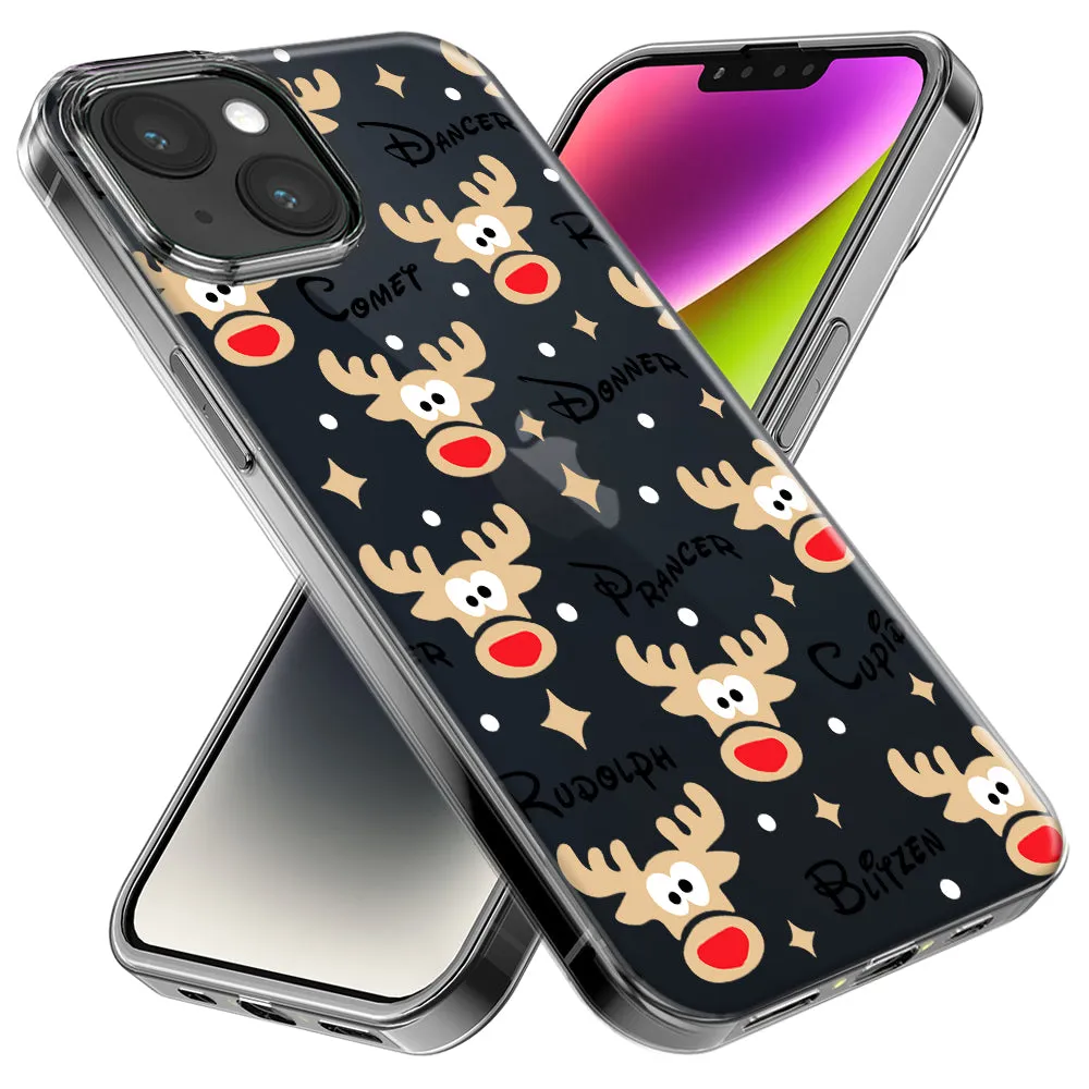 For Apple iPhone 14 Pro Max Red Nose Reindeer Christmas Winter Holiday Design Hybrid Protective Phone Case Cover
