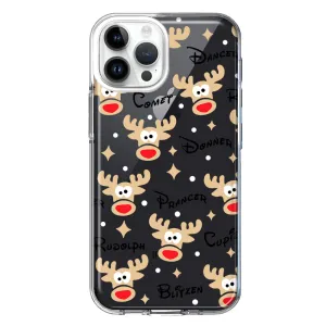 For Apple iPhone 14 Pro Max Red Nose Reindeer Christmas Winter Holiday Design Hybrid Protective Phone Case Cover