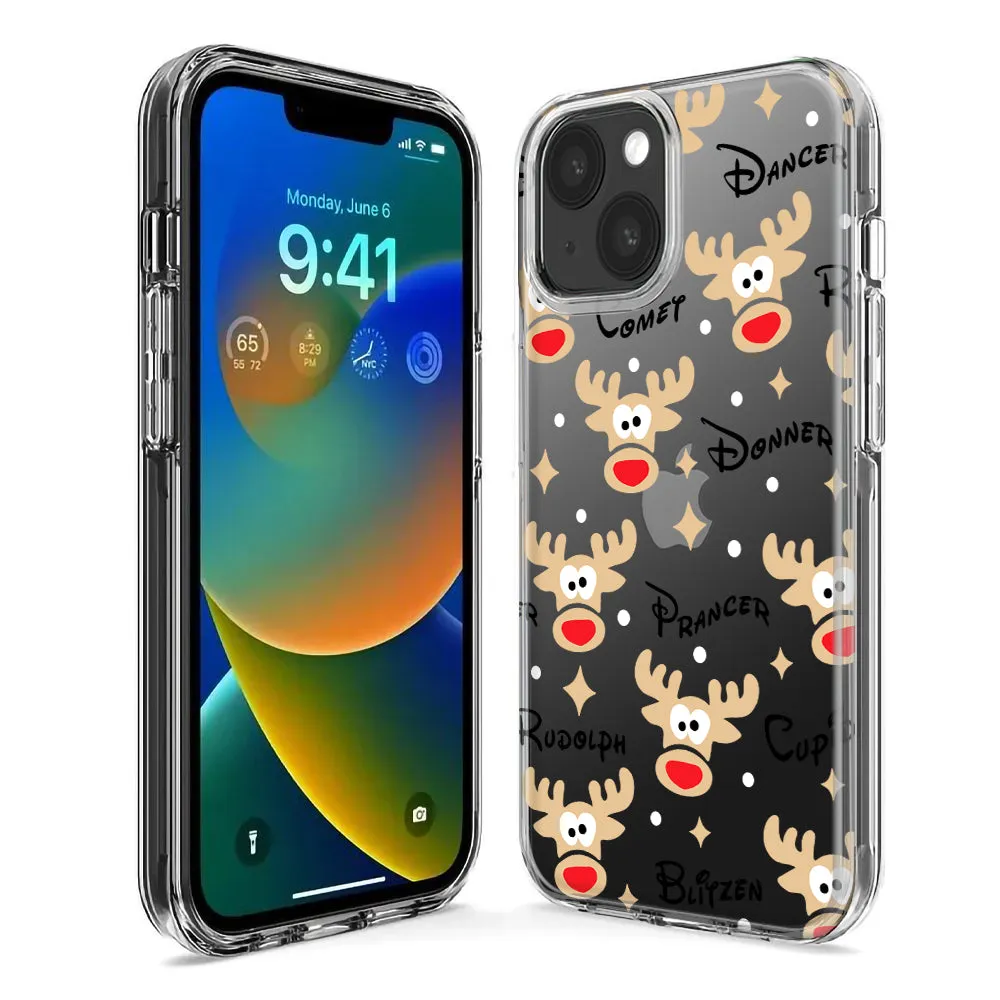 For Apple iPhone 14 Pro Max Red Nose Reindeer Christmas Winter Holiday Design Hybrid Protective Phone Case Cover