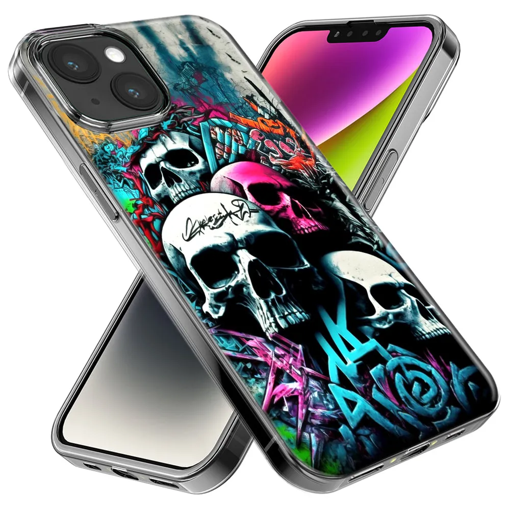 For Apple iPhone 14 Pro Max Skulls Graffiti Painting Art Design Hybrid Protective Phone Case Cover