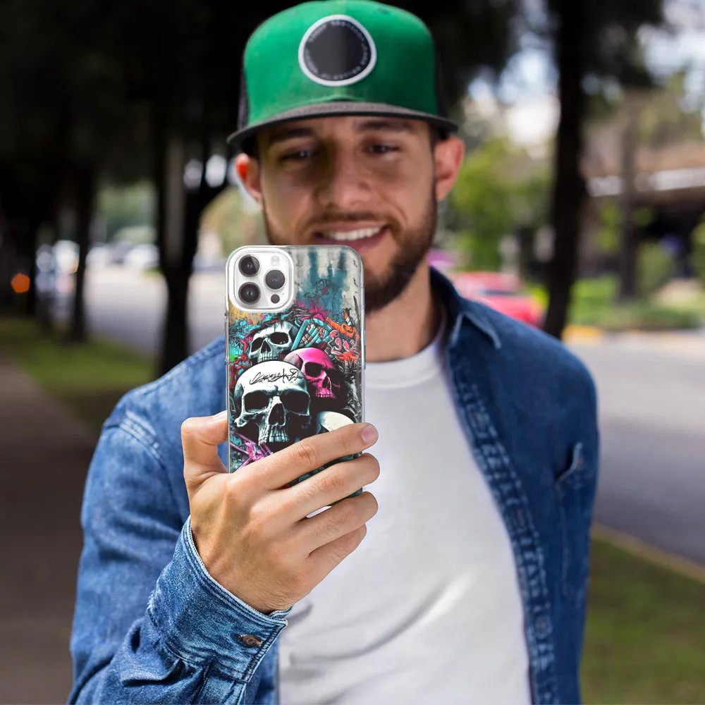 For Apple iPhone 14 Pro Max Skulls Graffiti Painting Art Design Hybrid Protective Phone Case Cover