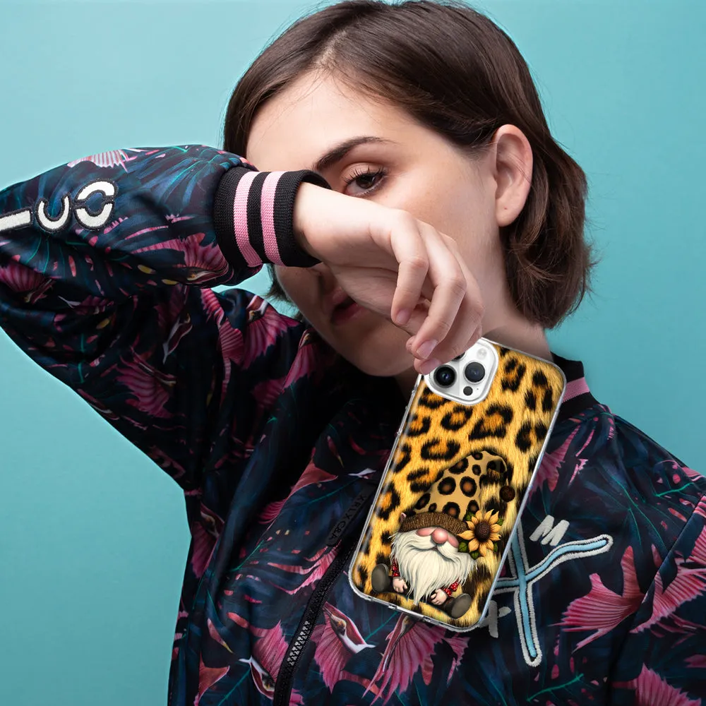 For Apple iPhone 15 Pro Max Gnome Sunflower Leopard Design Hybrid Protective Phone Case Cover