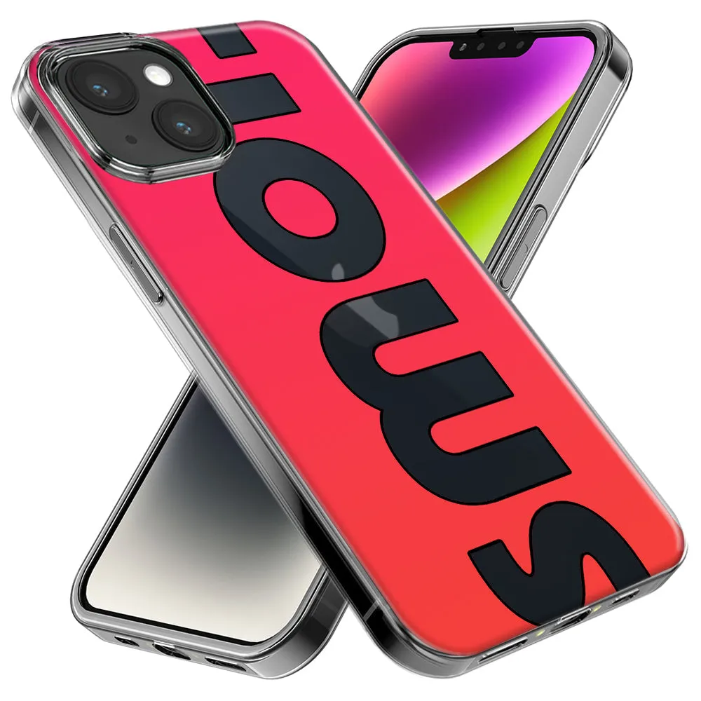 For Apple iPhone 15 Pro Max Red Pink Clear Funny Text Quote Smol Design Hybrid Protective Phone Case Cover