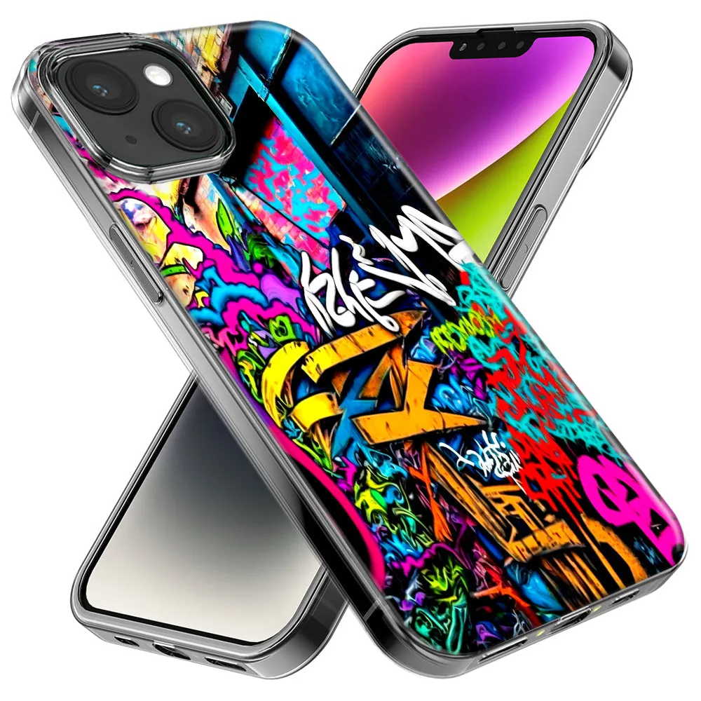 For Apple iPhone 15 Pro Max Urban Graffiti Street Art Painting Design Hybrid Protective Phone Case Cover