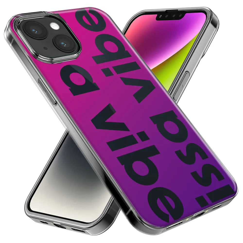 For Apple iPhone 15 Pro Purple Clear Funny Text Quote Issa Vibe Design Hybrid Protective Phone Case Cover