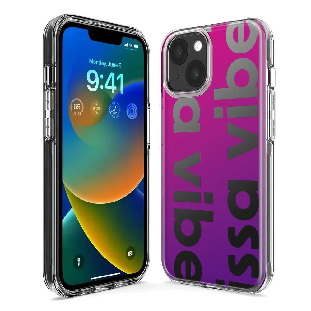 For Apple iPhone 15 Pro Purple Clear Funny Text Quote Issa Vibe Design Hybrid Protective Phone Case Cover