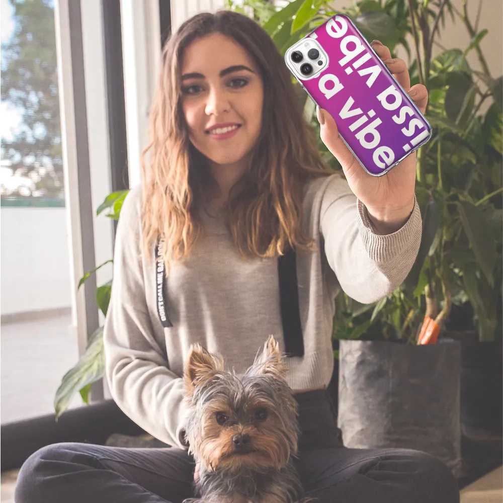 For Apple iPhone 15 Pro Purple Clear Funny Text Quote Issa Vibe Design Hybrid Protective Phone Case Cover