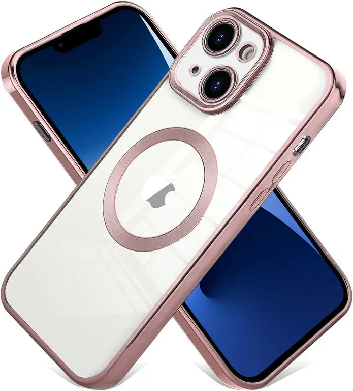 For Apple iPhone 16 Pro (6.3") Clear Hybrid Case with Plating Chrome Frame, Camera Protection, MagSafe Compatible Case Cover