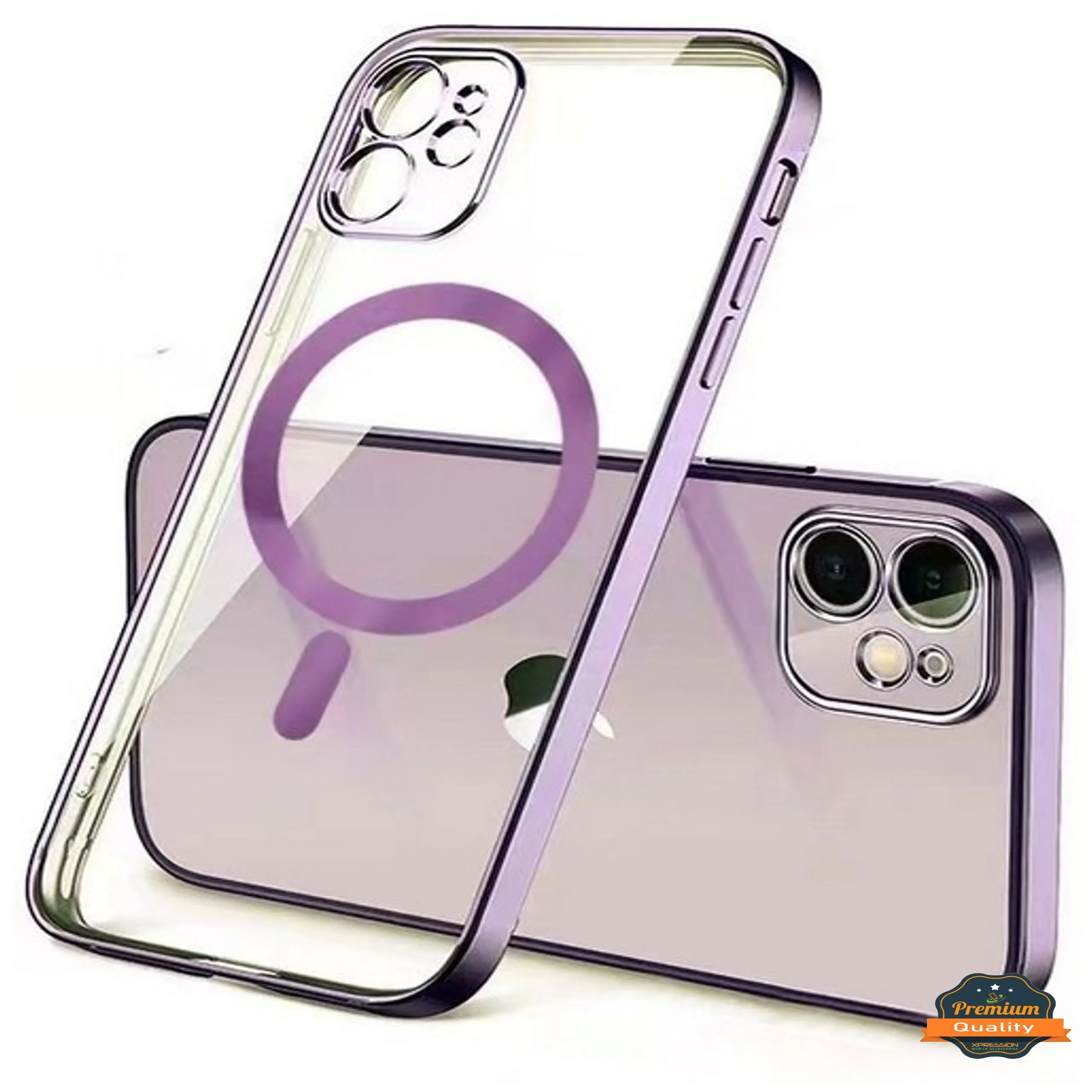 For Apple iPhone 16 Pro (6.3") Clear Hybrid Case with Plating Chrome Frame, Camera Protection, MagSafe Compatible Case Cover