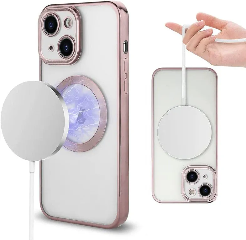 For Apple iPhone 16 Pro (6.3") Clear Hybrid Case with Plating Chrome Frame, Camera Protection, MagSafe Compatible Case Cover