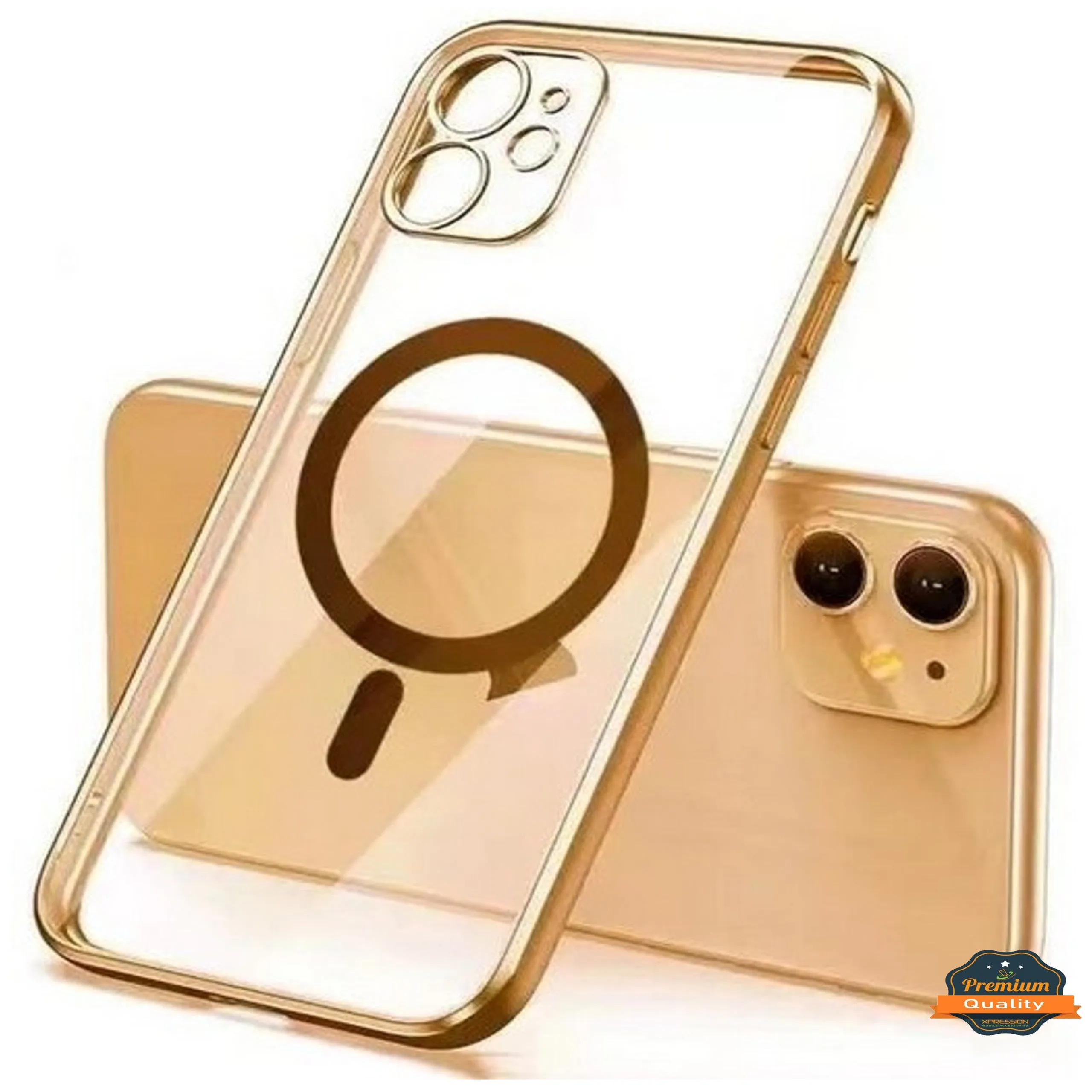 For Apple iPhone 16 Pro (6.3") Clear Hybrid Case with Plating Chrome Frame, Camera Protection, MagSafe Compatible Case Cover