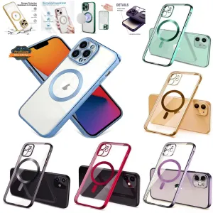 For Apple iPhone 16 Pro (6.3") Clear Hybrid Case with Plating Chrome Frame, Camera Protection, MagSafe Compatible Case Cover