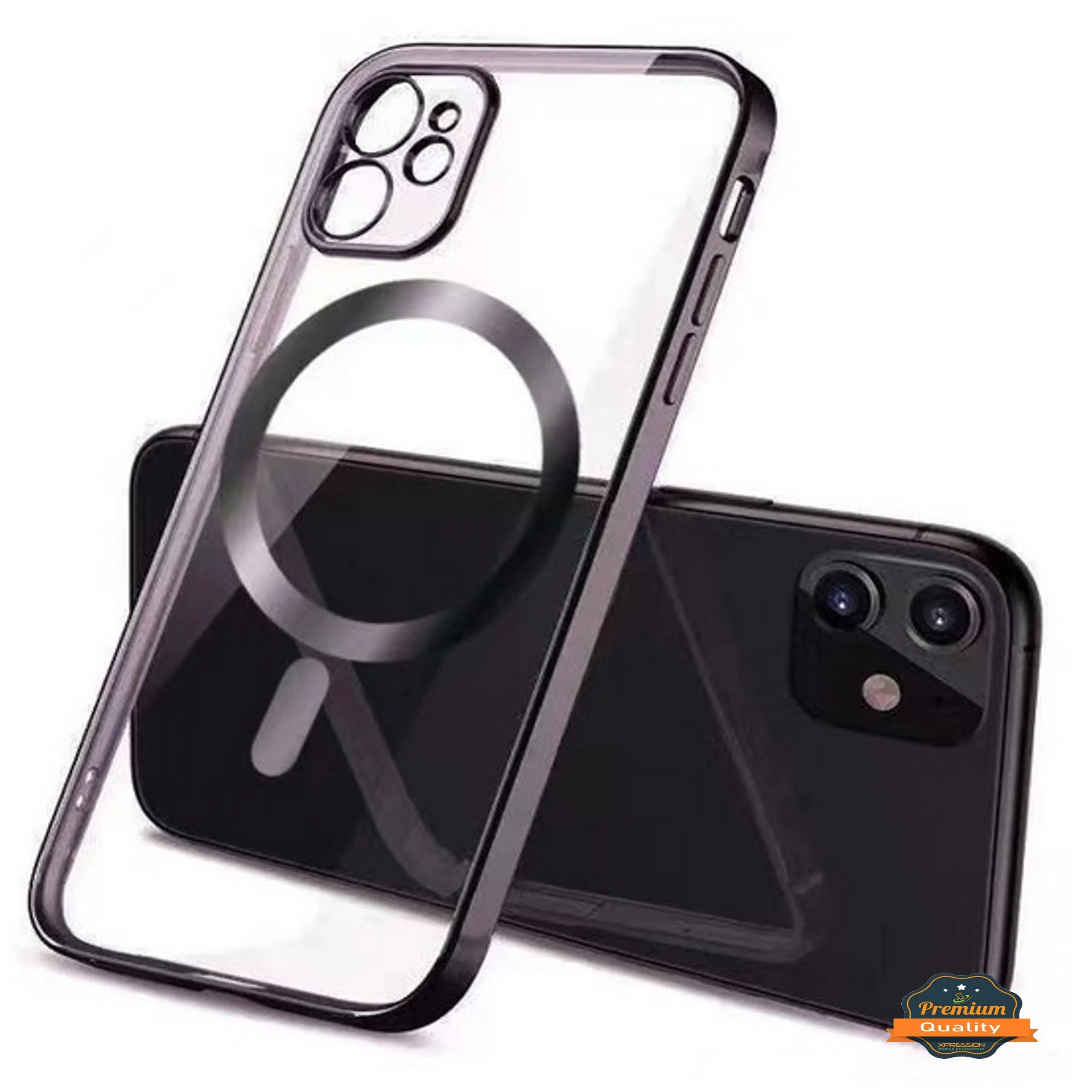 For Apple iPhone 16 Pro (6.3") Clear Hybrid Case with Plating Chrome Frame, Camera Protection, MagSafe Compatible Case Cover
