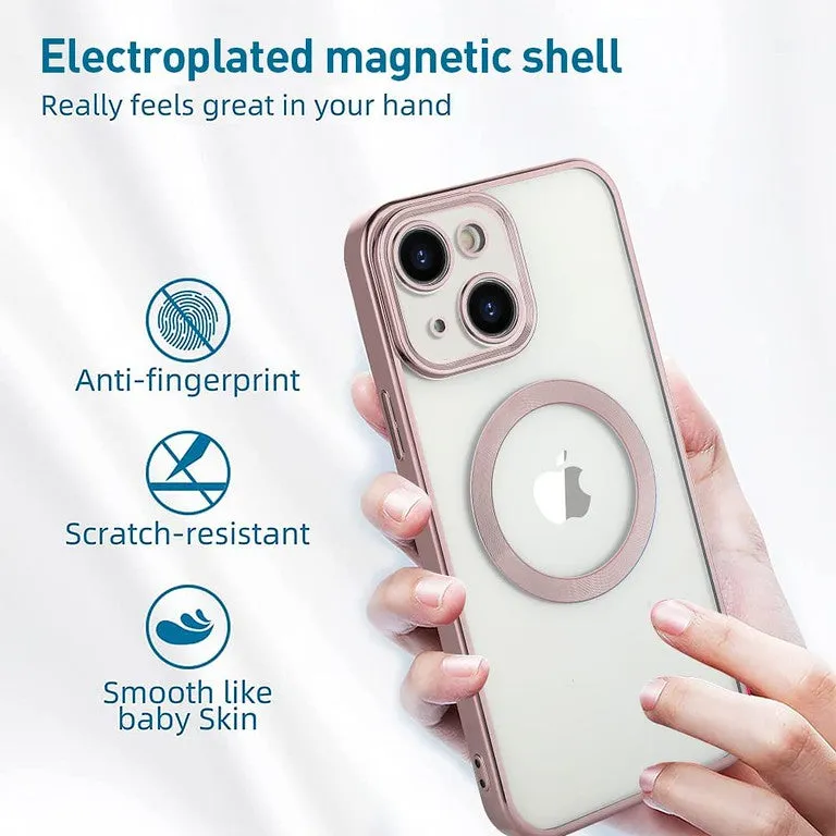 For Apple iPhone 16 Pro (6.3") Clear Hybrid Case with Plating Chrome Frame, Camera Protection, MagSafe Compatible Case Cover
