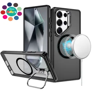 For Apple iPhone 16 Pro (6.3") Heavy Duty Metallic Hybrid Tough TPU with Camera Ring Stand, MagSafe Compatible, Rugged Drop Protection Case Cover
