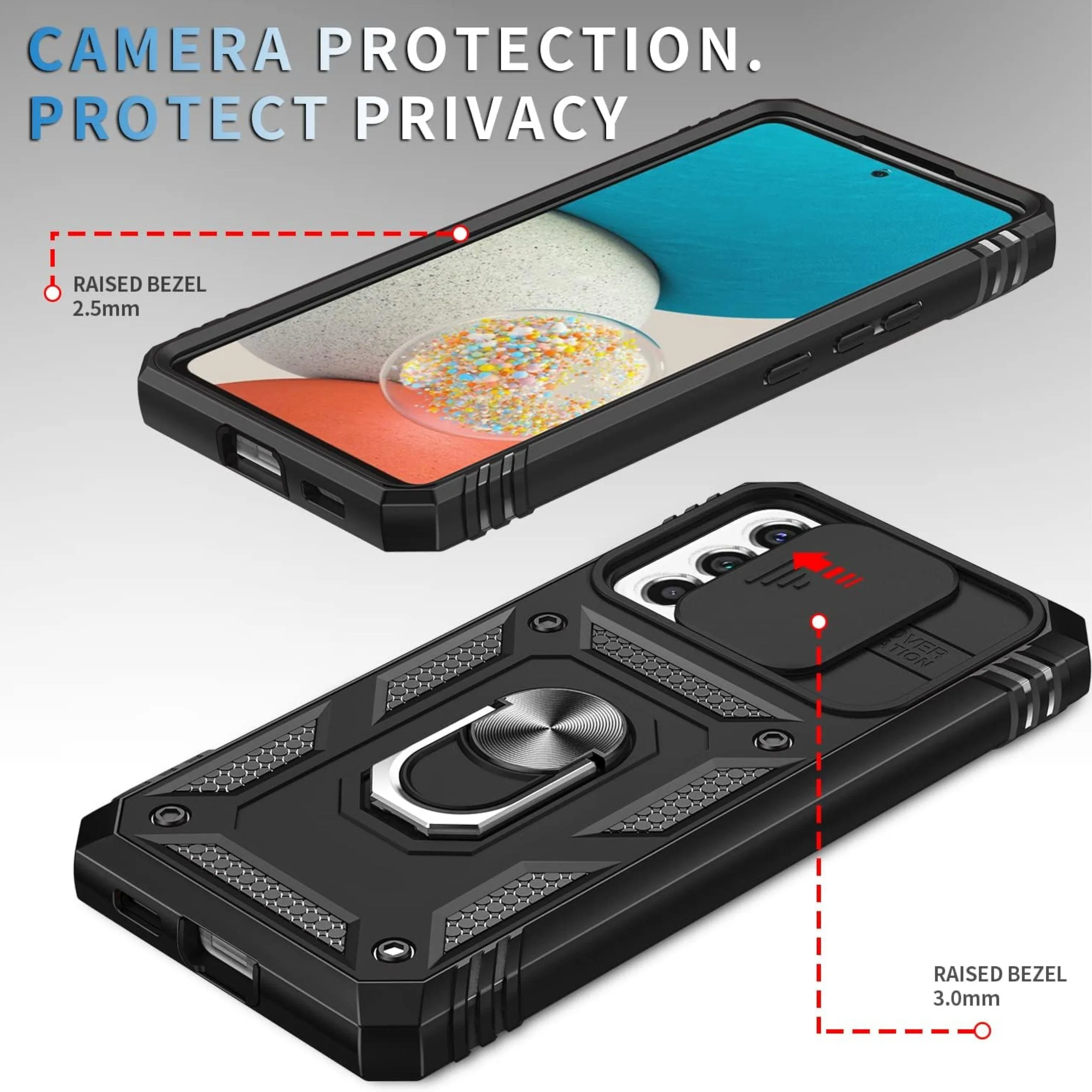 For Apple iPhone 16e /iPhone SE4 Hybrid Shockproof, Built-in Sliding Camera Lens Protection with Magnetic Finger Ring Stand Holder Case Cover
