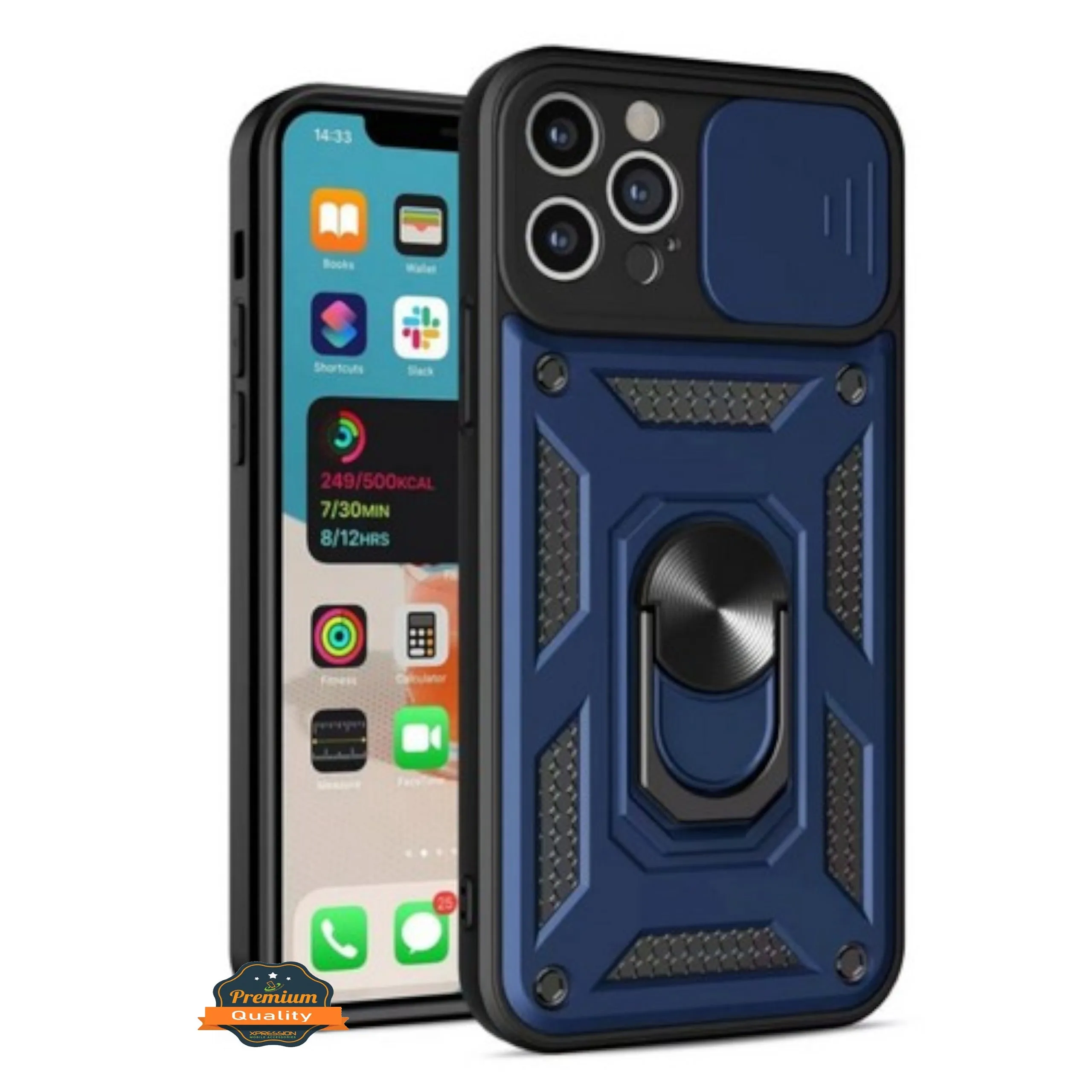 For Apple iPhone 16e /iPhone SE4 Hybrid Shockproof, Built-in Sliding Camera Lens Protection with Magnetic Finger Ring Stand Holder Case Cover