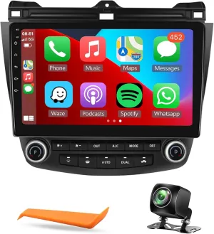 for Honda Accord 7th 2003 2004 2005 2006 2007 Android Car Stereo with Wireless Carplay/Android Auto 10.1" Touchscreen Autoradio Support WiFi GPS Navigation Backup Camera SWC FM/RDS Radio
