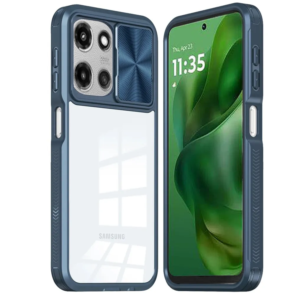 For Motorola Moto G Power 5G (2025) Hybrid Cases with Sliding Camera Cover Transparent Shockproof Bumper TPU Protective Case Cover