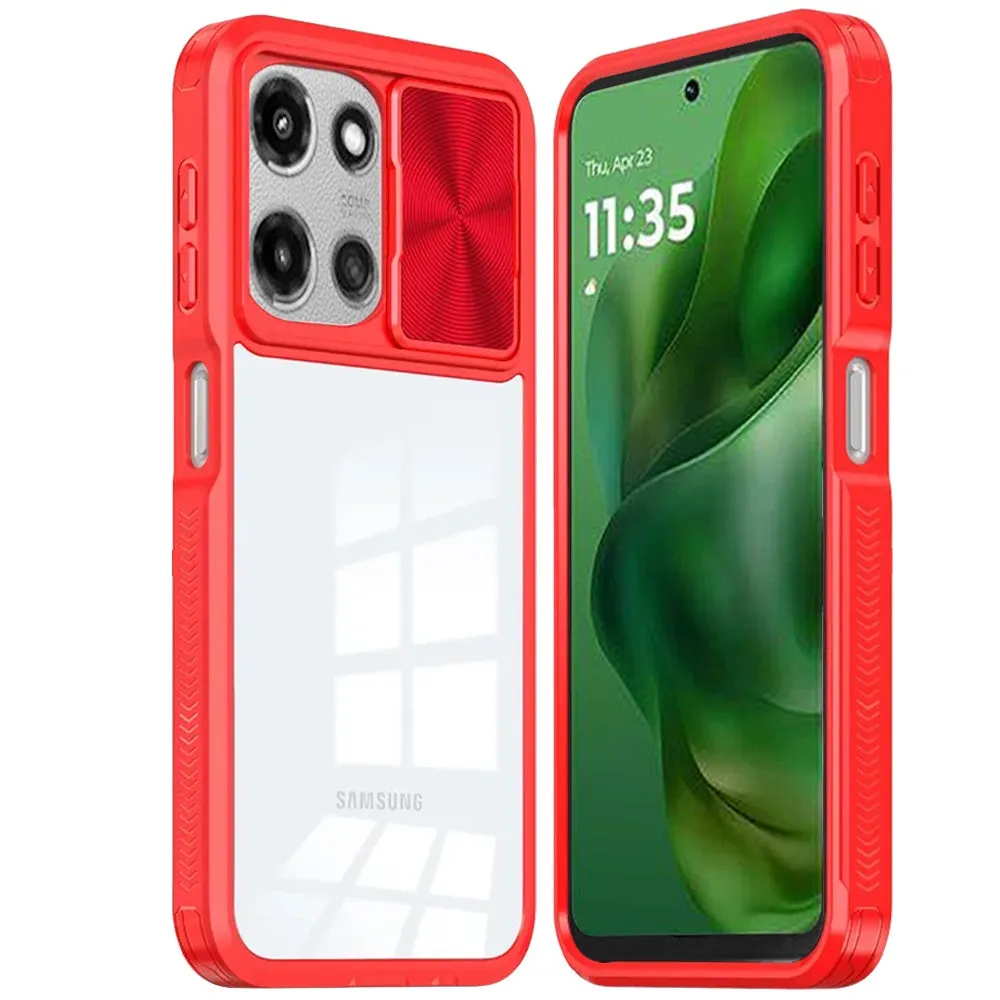 For Motorola Moto G Power 5G (2025) Hybrid Cases with Sliding Camera Cover Transparent Shockproof Bumper TPU Protective Case Cover