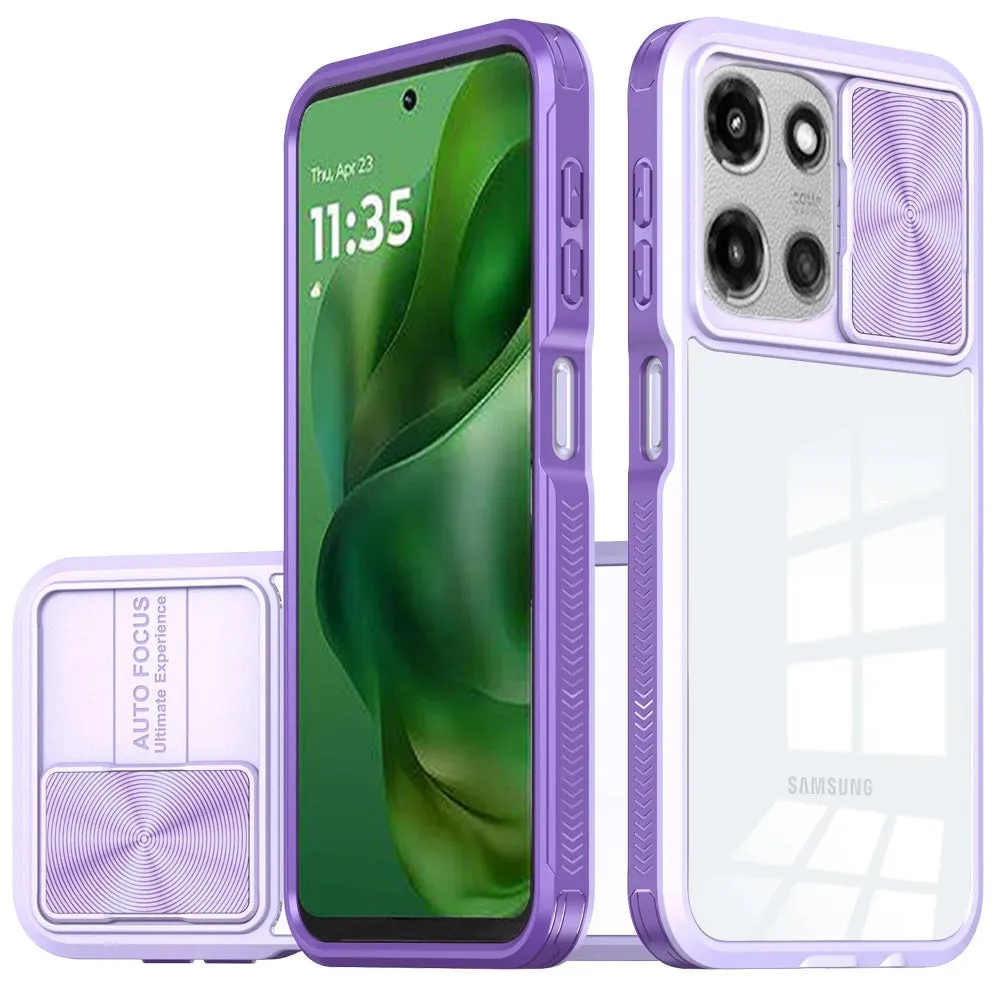 For Motorola Moto G Power 5G (2025) Hybrid Cases with Sliding Camera Cover Transparent Shockproof Bumper TPU Protective Case Cover