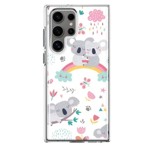 For Samsung Galaxy S23 Ultra Cute Rainbow Koalas Flowers Butterflies Slim Shockproof Hard Shell TPU Case Heavy Duty Protective Phone Cover