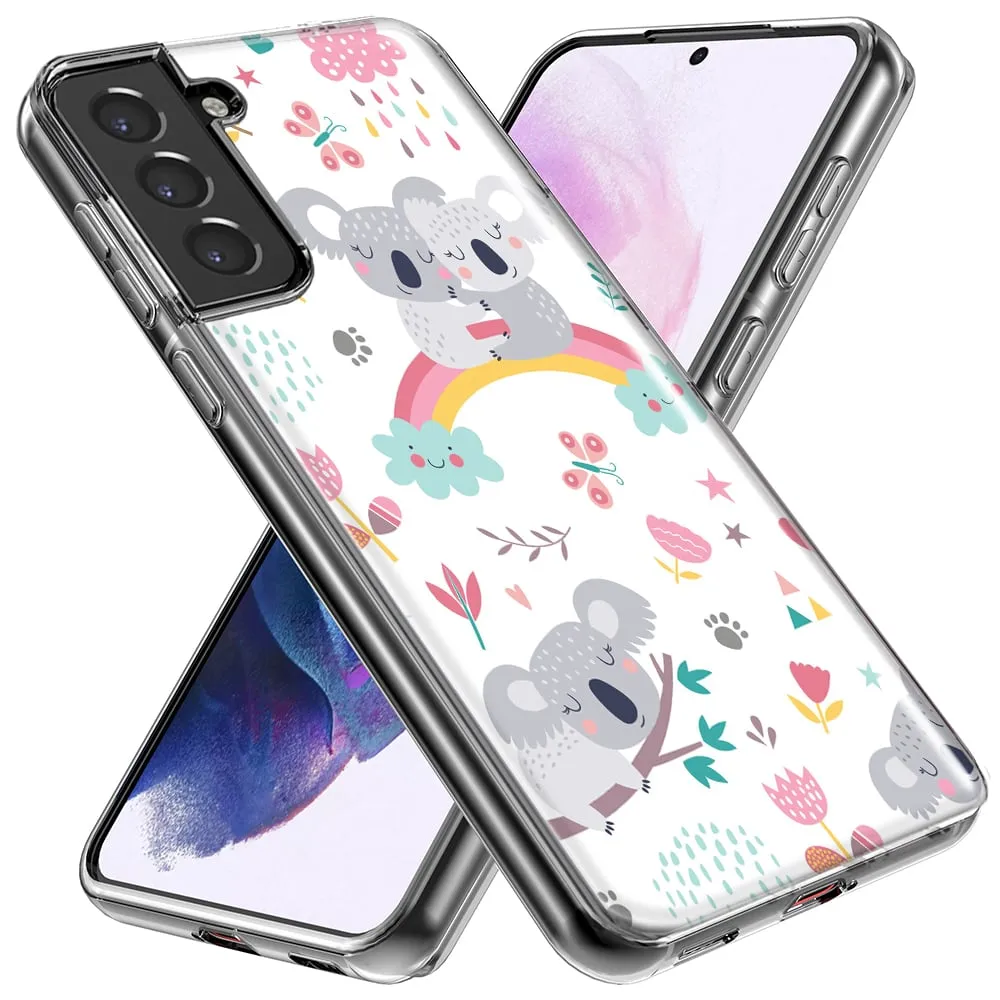 For Samsung Galaxy S23 Ultra Cute Rainbow Koalas Flowers Butterflies Slim Shockproof Hard Shell TPU Case Heavy Duty Protective Phone Cover