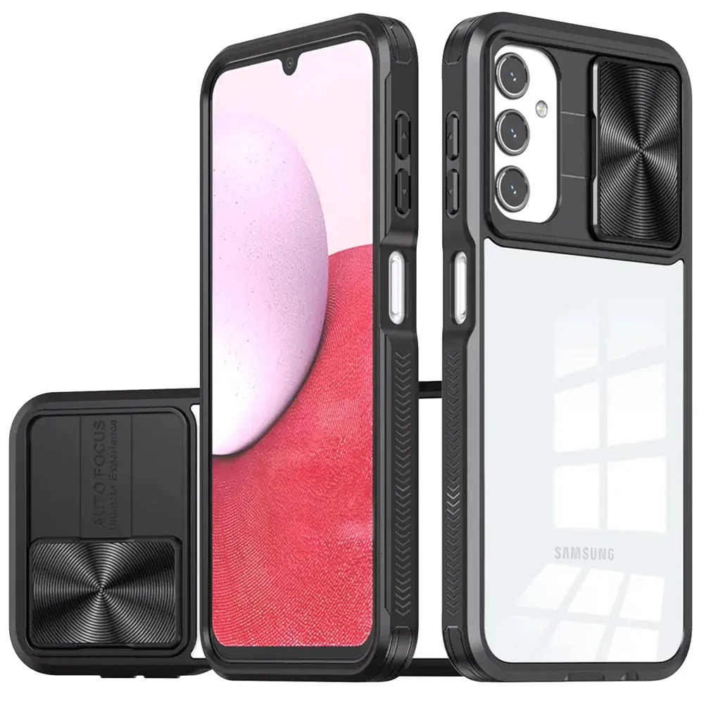 For Samsung Galaxy S25 Ultra Hybrid Cases with Sliding Camera Cover Transparent Shockproof Bumper TPU Protective Case Cover