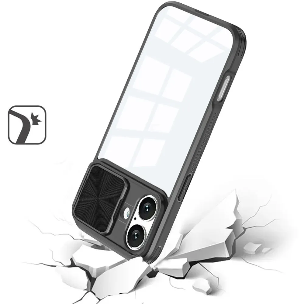 For Samsung Galaxy S25 Ultra Hybrid Cases with Sliding Camera Cover Transparent Shockproof Bumper TPU Protective Case Cover